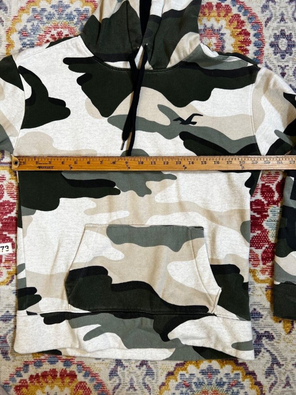 Hollister Womans Hoodie Sweatshirt Camo Multi Pullover Pocket Fleece Small - Picture 2 of 6
